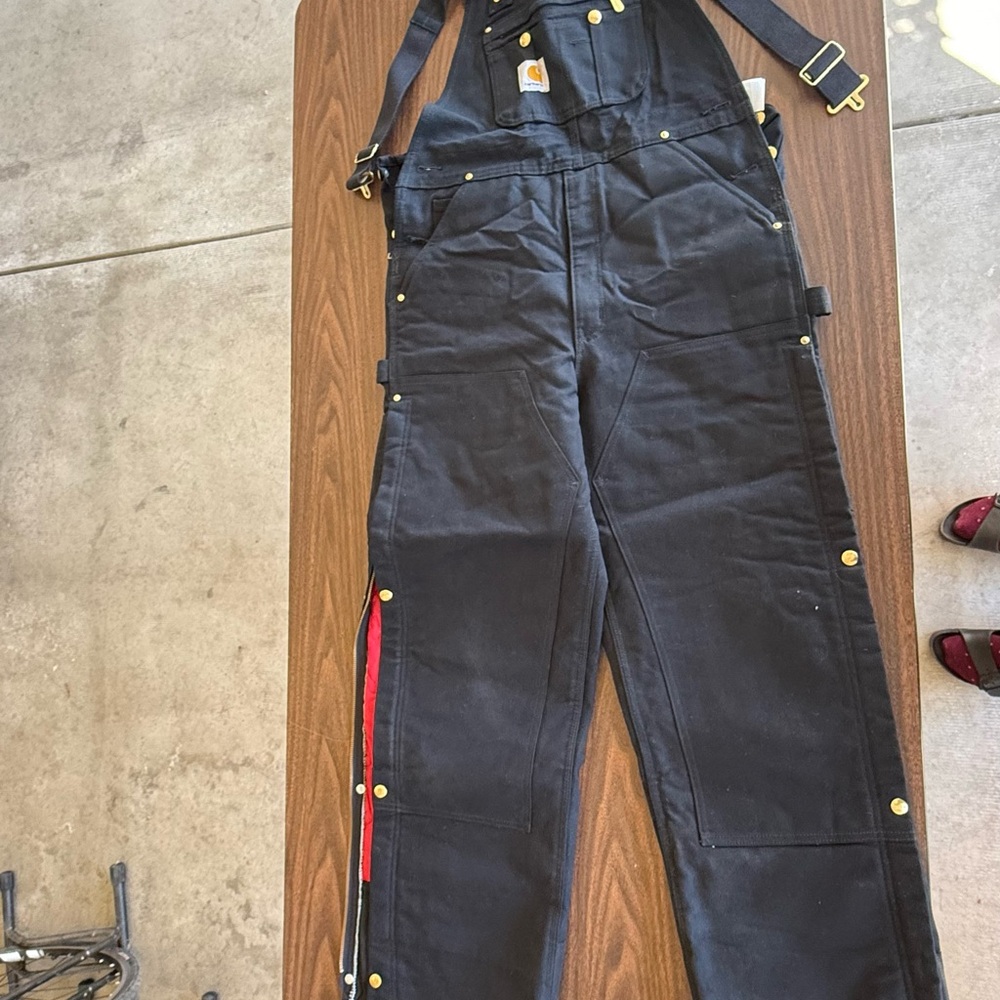 Carhartt Black Overalls With Red Insulation